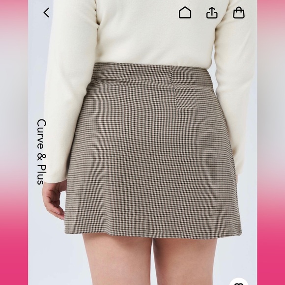 Houndstooth high waist split mini skirt - Picture 2 of 3